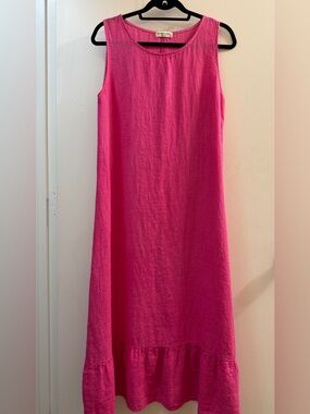 Terzo Millennio Italy Pink 100% Linen Maxi Dress M